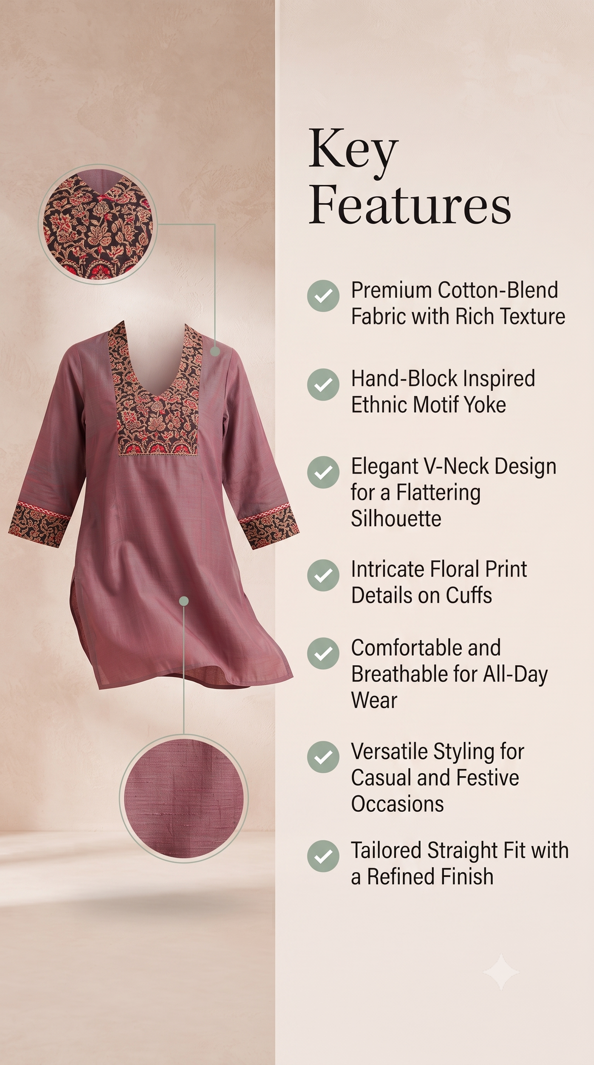 Paneri Embroidery Maroon Floral Short Kurti