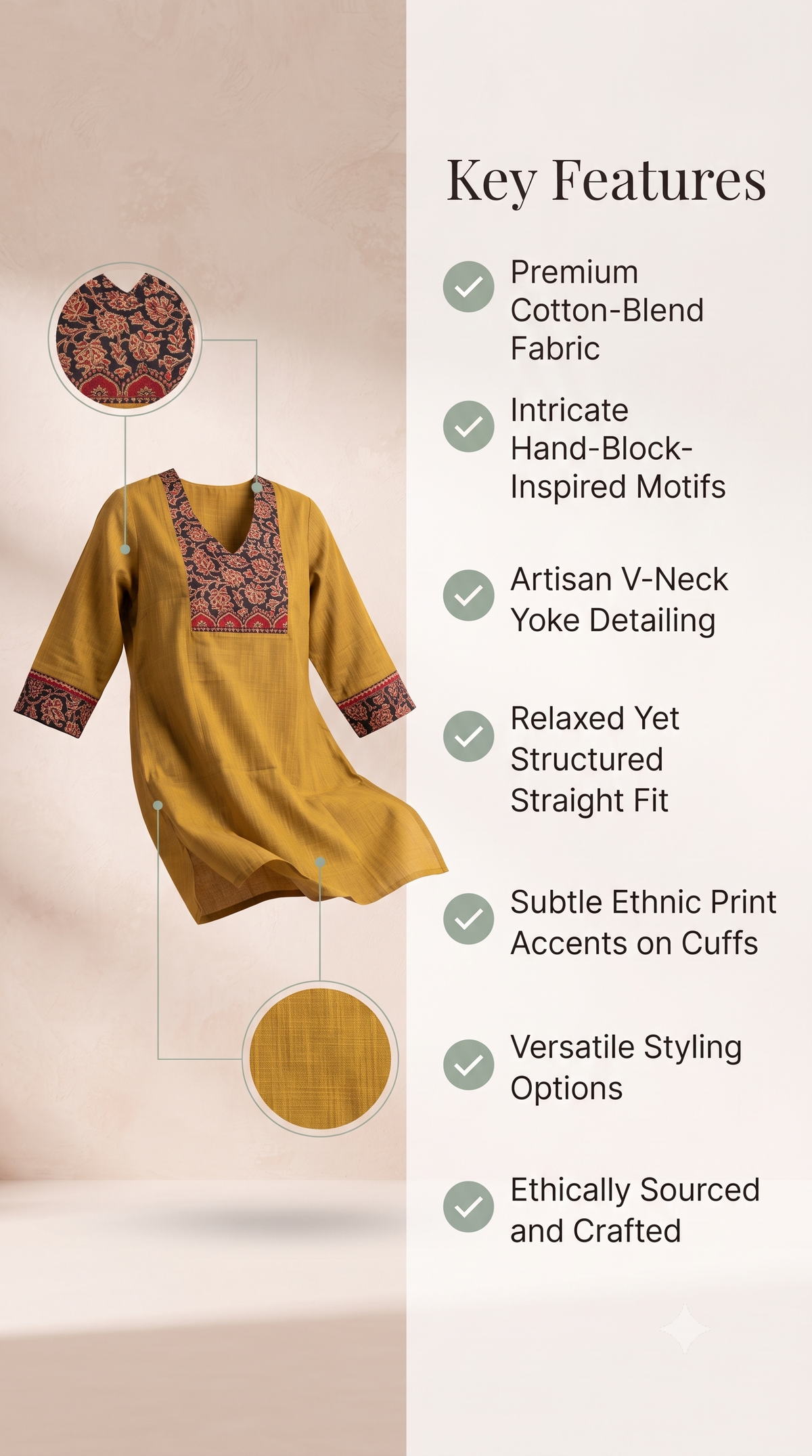 Paneri Embroidery Mustard Floral Short Kurti