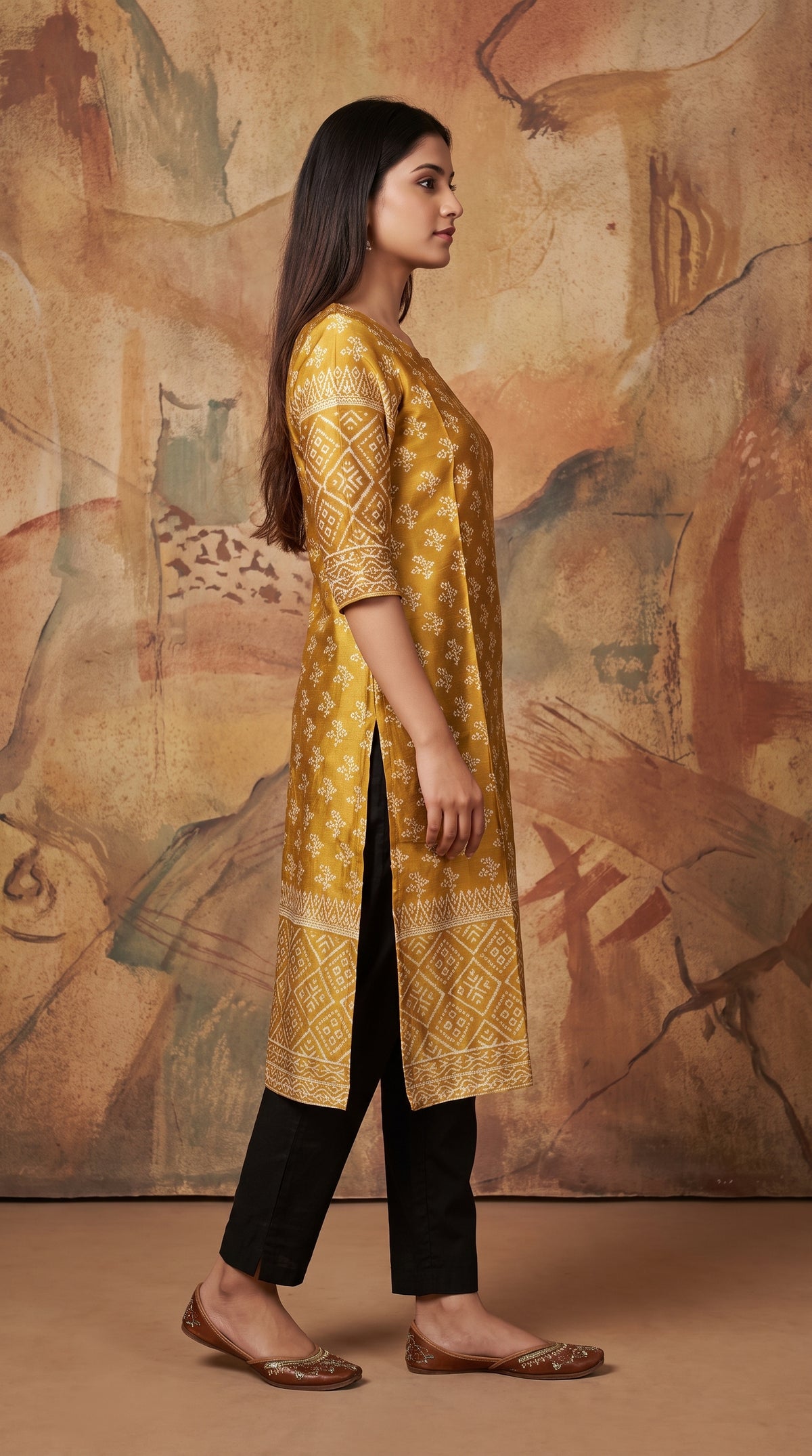 Paneri Embroidery Sillk Ethnic Printed Straight Kurti