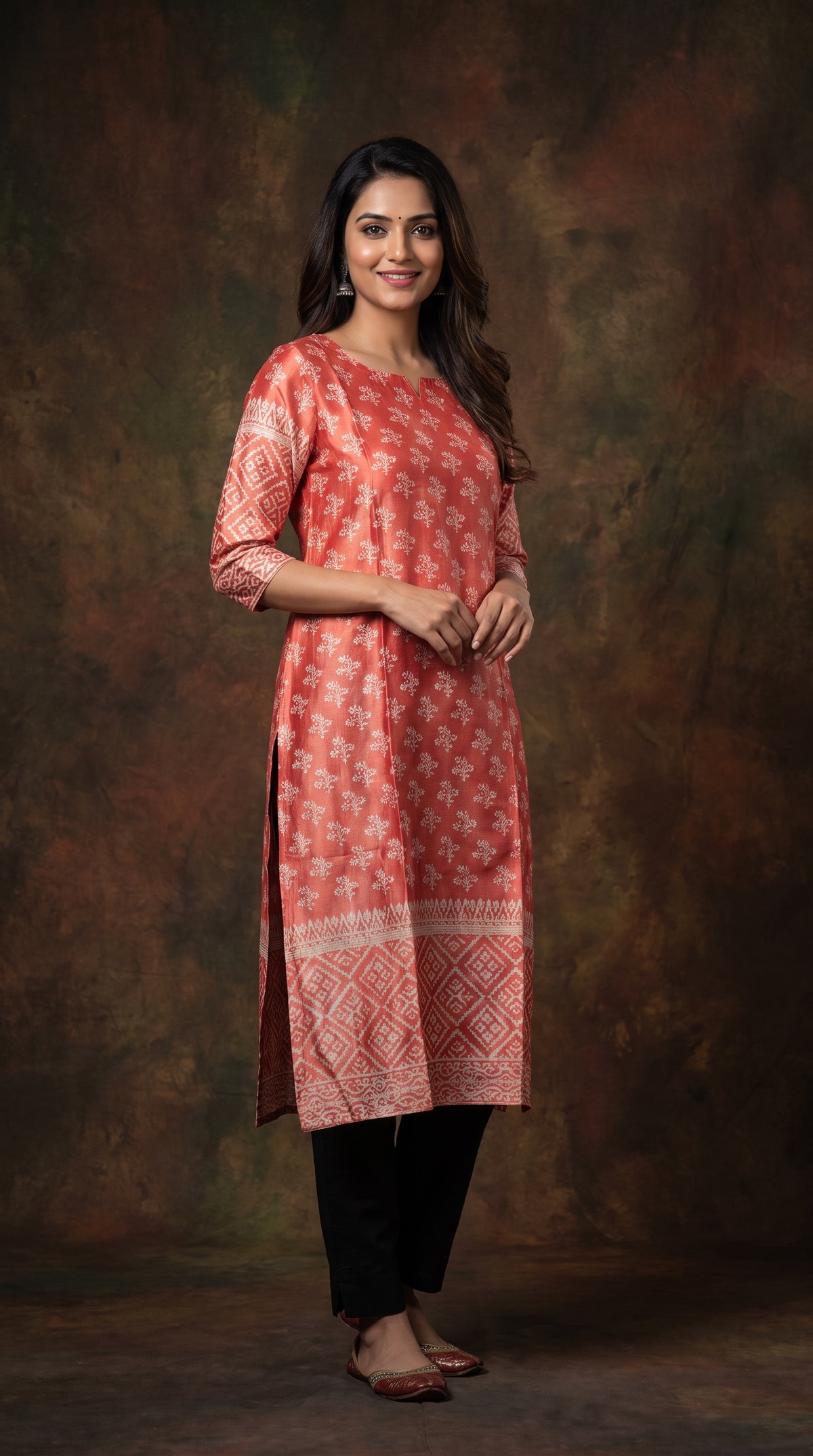 Paneri Embroidery Sillk Ethnic Printed Straight Kurti